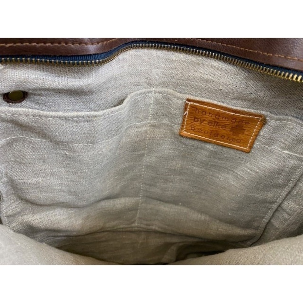 Handmade by Elke‎ Boulder CO Brown Leather Tassel Tote Bag Zippered Shopper - Picture 11 of 16